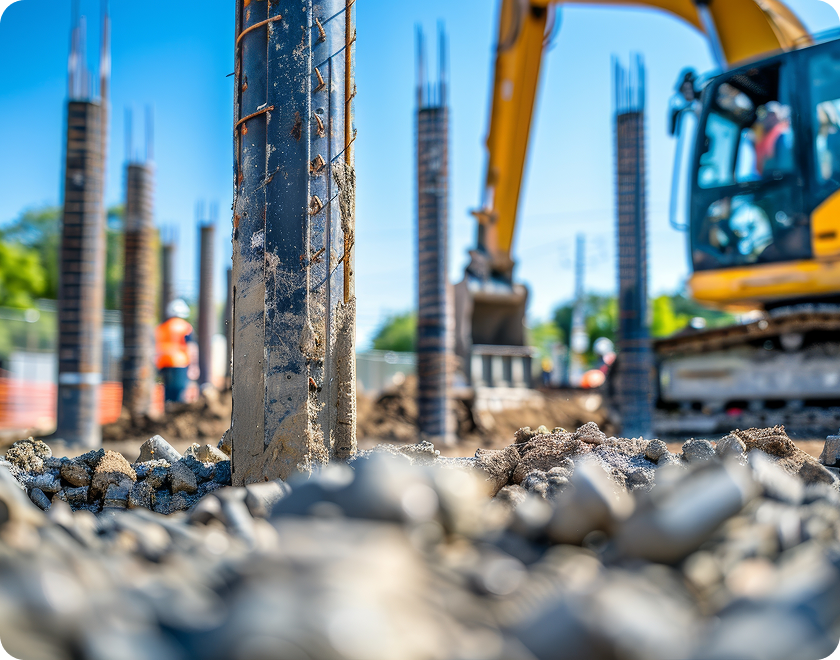 Piles drilling and shoring equipment in action at Glendale site